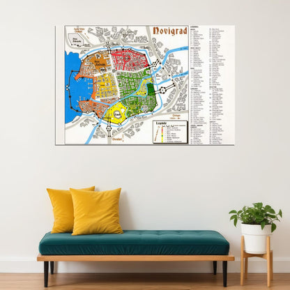 The Witcher Poster Novigrad Map Print Fantasy RPG Wall Art Game and TV Series Decor
