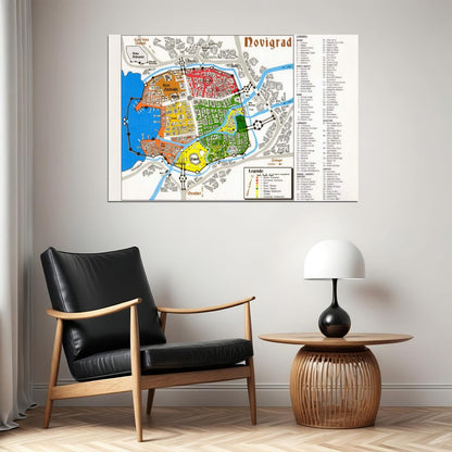 The Witcher Poster Novigrad Map Print Fantasy RPG Wall Art Game and TV Series Decor