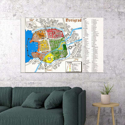 The Witcher Poster Novigrad Map Print Fantasy RPG Wall Art Game and TV Series Decor