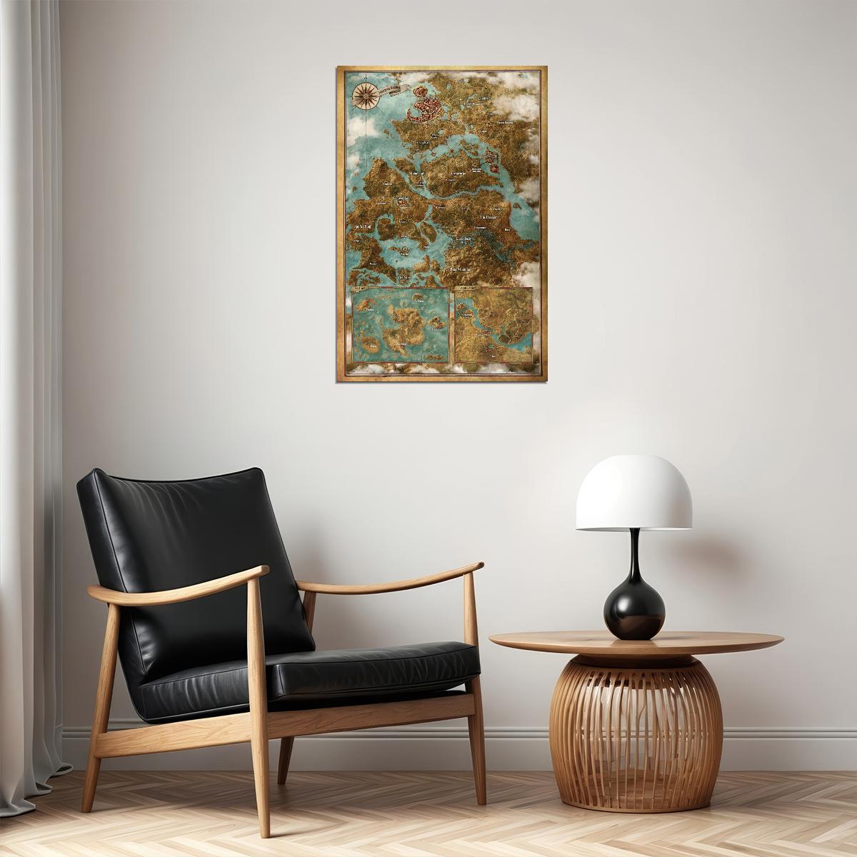 The Witcher Poster Northern Realms Map Print Fantasy Game Wall Art RPG World Decor