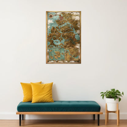 The Witcher Poster Northern Realms Map Print Fantasy Game Wall Art RPG World Decor