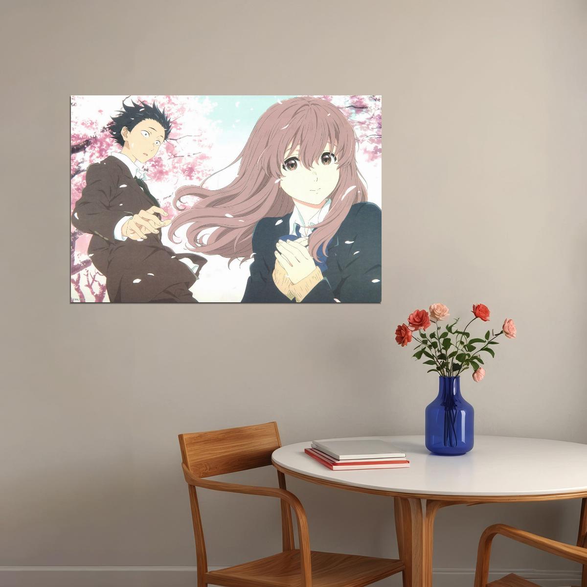 A Silent Voice Anime Poster Koe no Katachi Print Japanese Manga Wall Art Shouya and Shouko Artwork - xonomax