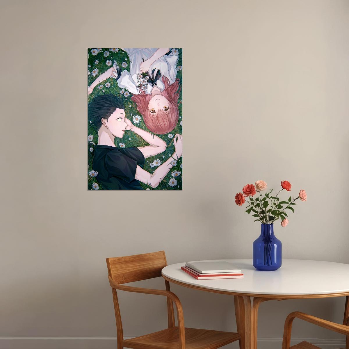 A Silent Voice Anime Poster Koe no Katachi Print Japanese Manga Wall Art Shouya and Shouko Artwork - xonomax