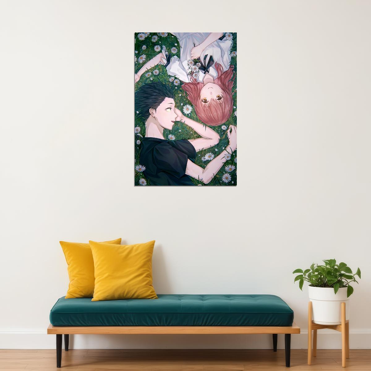 A Silent Voice Anime Poster Koe no Katachi Print Japanese Manga Wall Art Shouya and Shouko Artwork - xonomax