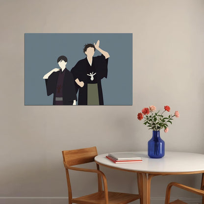 Descending Stories Anime Poster Shouwa Genroku Rakugo Shinjuu Print Japanese Manga Wall Art Yakumo and Sukeroku Minimalist Art - xonomax