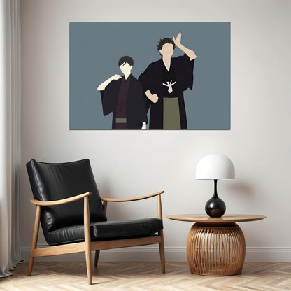Descending Stories Anime Poster Shouwa Genroku Rakugo Shinjuu Print Japanese Manga Wall Art Yakumo and Sukeroku Minimalist Art - xonomax
