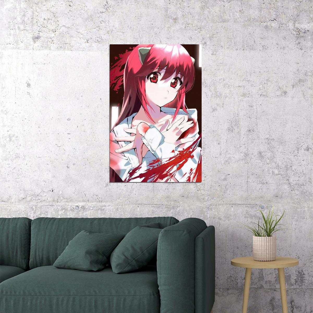 Elfen Lied Anime Poster Kaede Lucy Print Japanese Manga Wall Art Horror Girl Artwork - xonomax