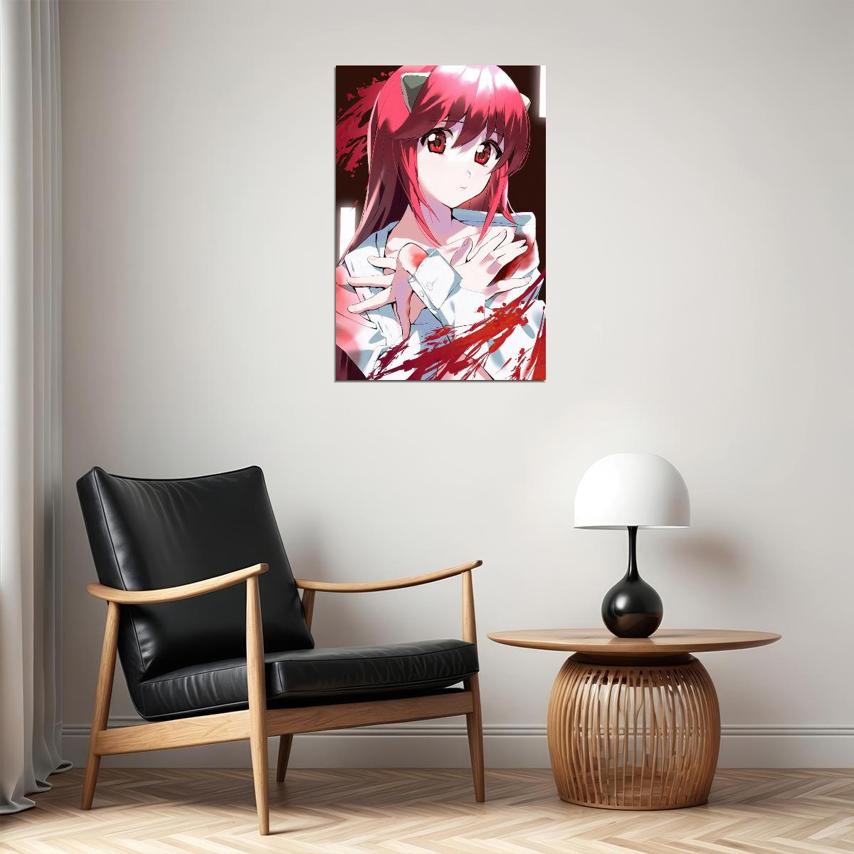 Elfen Lied Anime Poster Kaede Lucy Print Japanese Manga Wall Art Horror Girl Artwork - xonomax