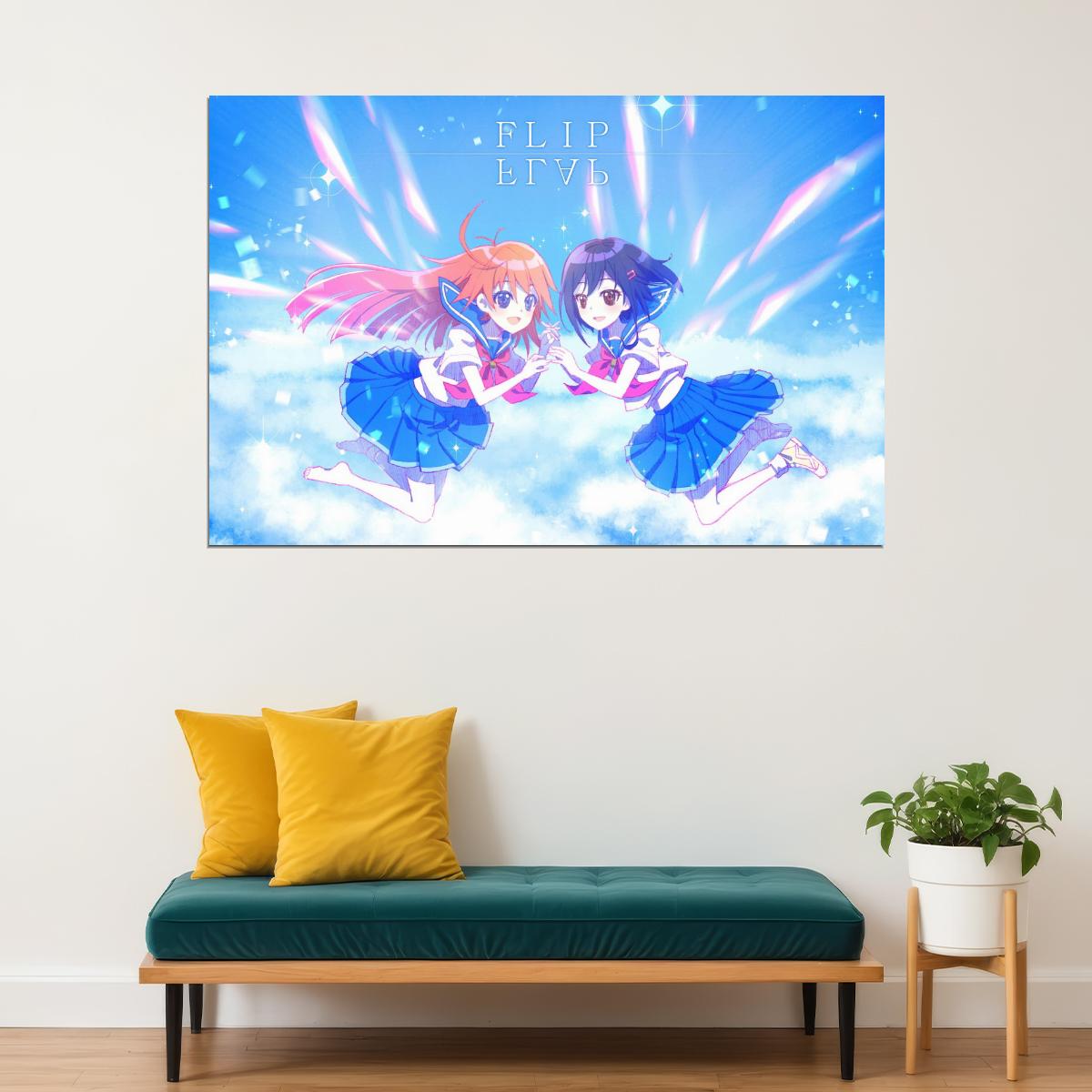 Flip Flappers Anime Poster Magical Girl Print Japanese Manga Wall Art Cocona and Papika Artwork - xonomax