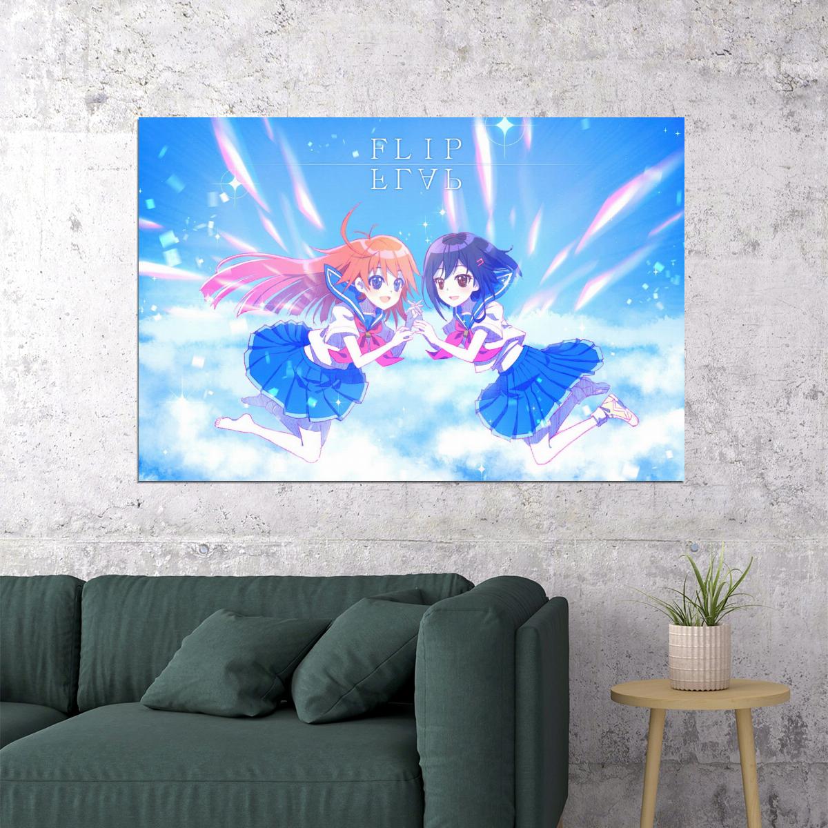 Flip Flappers Anime Poster Magical Girl Print Japanese Manga Wall Art Cocona and Papika Artwork - xonomax