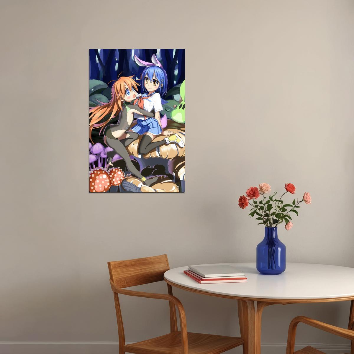 Flip Flappers Anime Poster Magical Girl Print Japanese Manga Wall Art Cocona and Papika Artwork - xonomax