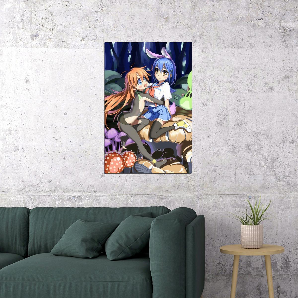 Flip Flappers Anime Poster Magical Girl Print Japanese Manga Wall Art Cocona and Papika Artwork - xonomax