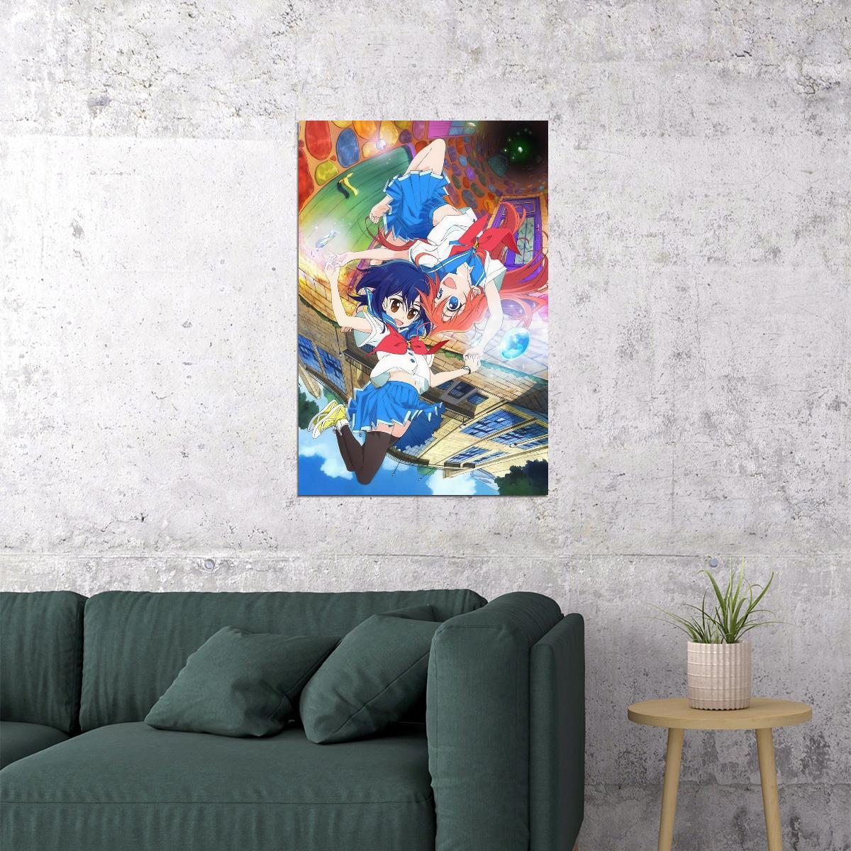 Flip Flappers Anime Poster Magical Girl Print Japanese Manga Wall Art Cocona and Papika Artwork - xonomax