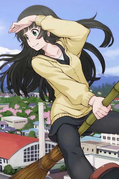 Flying Witch Anime Poster Magical Slice of Life Print Japanese Manga Wall Art Makoto Kowata Artwork - xonomax