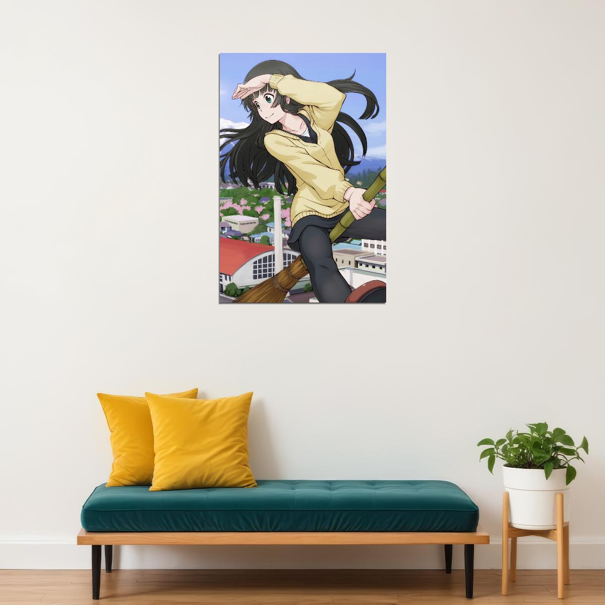 Flying Witch Anime Poster Magical Slice of Life Print Japanese Manga Wall Art Makoto Kowata Artwork - xonomax