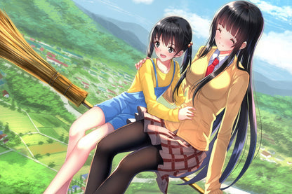 Flying Witch Anime Poster Magical Slice of Life Print Japanese Manga Wall Art Makoto and Chinatsu Artwork - xonomax