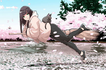 Flying Witch Anime Poster Magical Slice of Life Print Japanese Manga Wall Art Makoto Kowata Artwork - xonomax