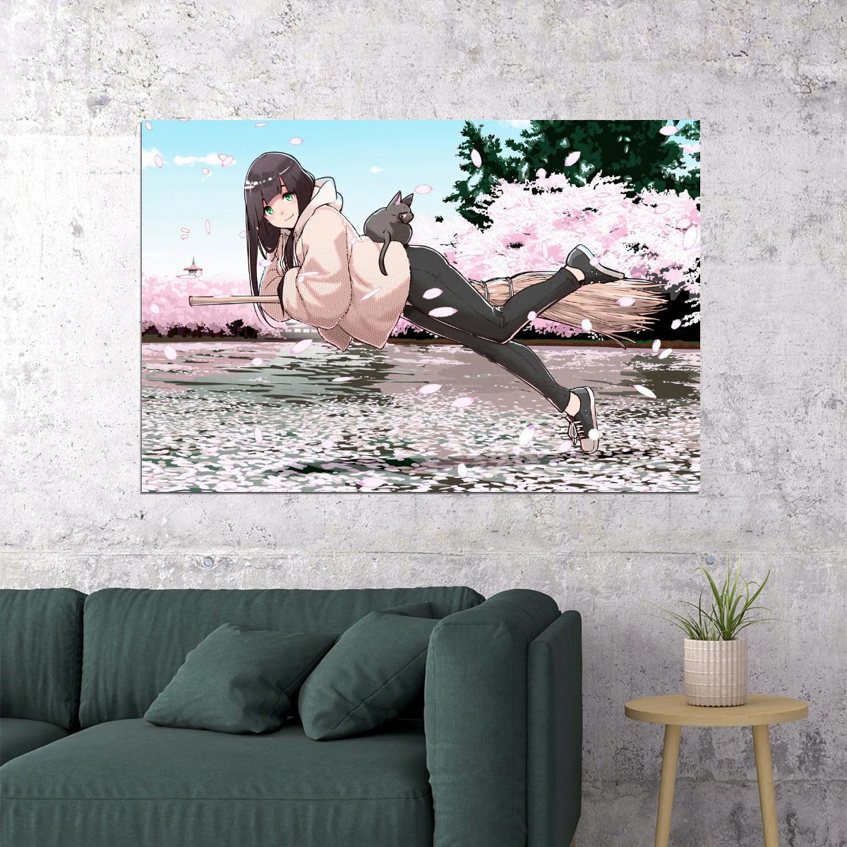 Flying Witch Anime Poster Magical Slice of Life Print Japanese Manga Wall Art Makoto Kowata Artwork - xonomax