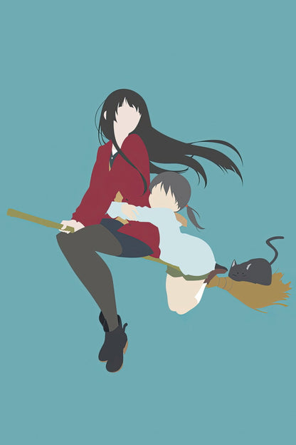 Flying Witch Anime Poster Magical Slice of Life Print Japanese Manga Wall Art Makoto Kowata Artwork - xonomax