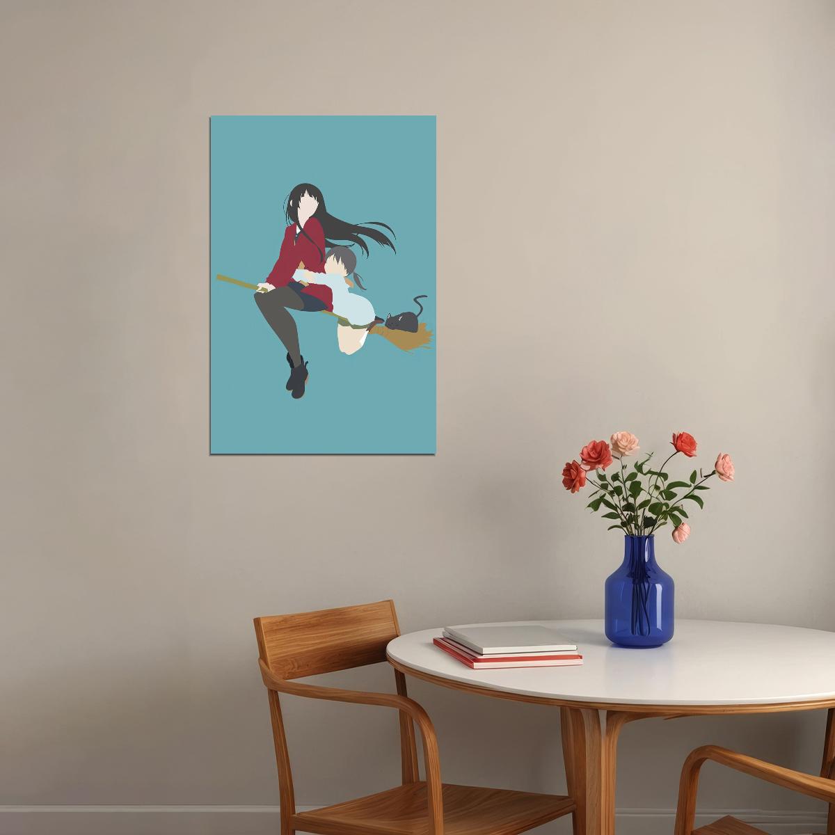 Flying Witch Anime Poster Magical Slice of Life Print Japanese Manga Wall Art Makoto Kowata Artwork - xonomax