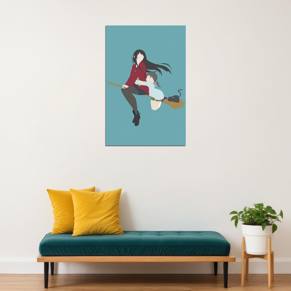 Flying Witch Anime Poster Magical Slice of Life Print Japanese Manga Wall Art Makoto Kowata Artwork - xonomax