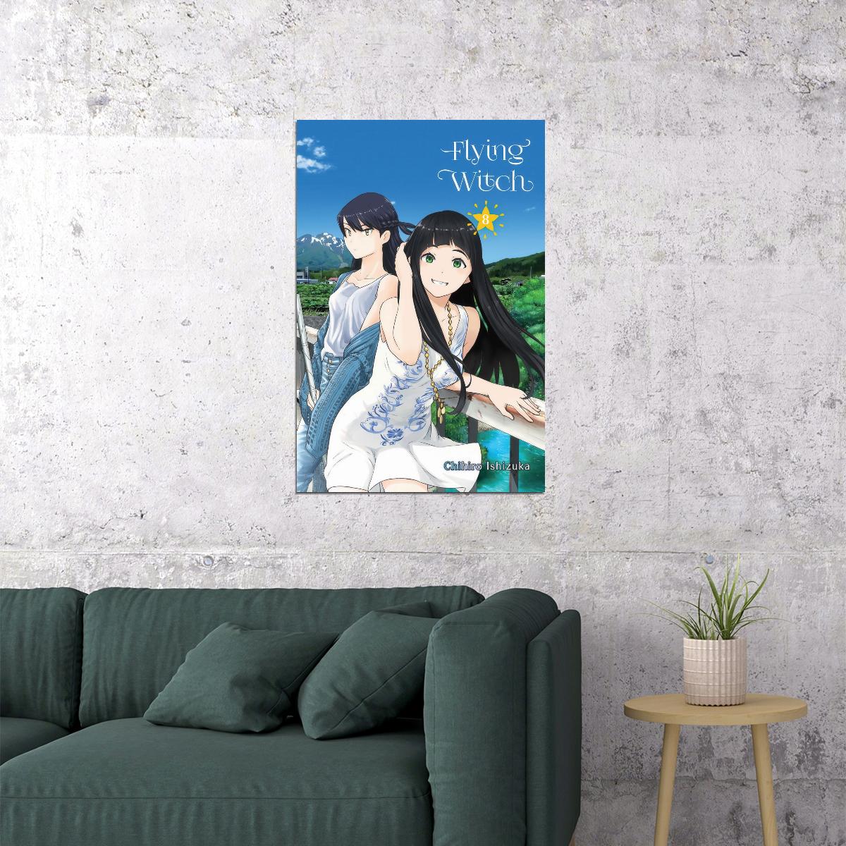 Flying Witch Anime Poster Magical Slice of Life Print Japanese Manga Wall Art Makoto and Chinatsu Artwork - xonomax