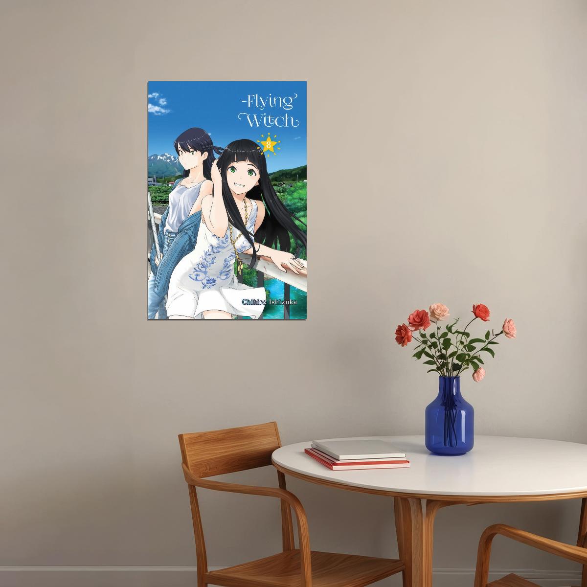 Flying Witch Anime Poster Magical Slice of Life Print Japanese Manga Wall Art Makoto and Chinatsu Artwork - xonomax