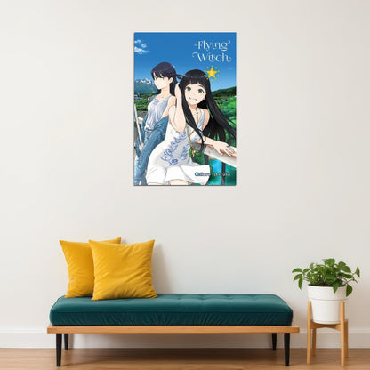 Flying Witch Anime Poster Magical Slice of Life Print Japanese Manga Wall Art Makoto and Chinatsu Artwork - xonomax