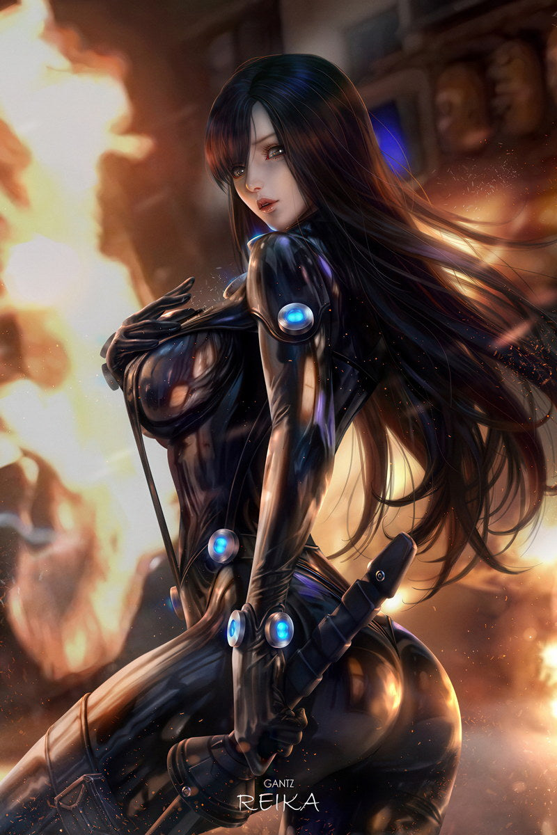 Gantz Anime Poster Shimohira Reika Print Japanese Manga Wall Art Sci-Fi Action Hot Girl Artwork - xonomax