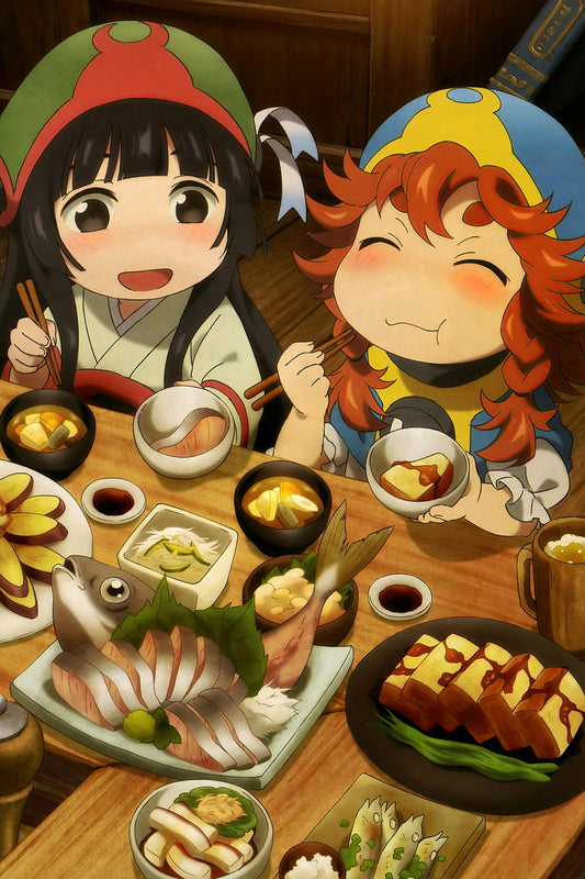 Hakumei and Mikochi Anime Poster Cozy Meal Print Japanese Manga Wall Art