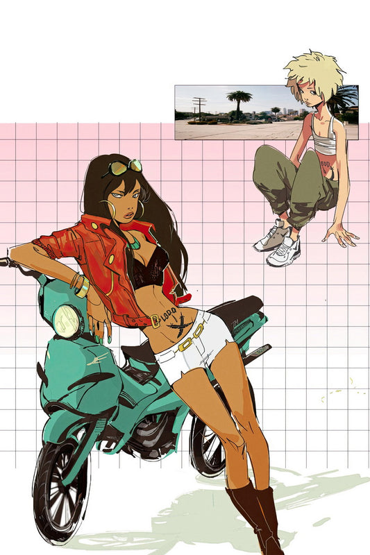 Michiko to Hatchin Anime Poster Road Trip Duo Print Japanese Manga Wall Art Sexy Girl Artwork