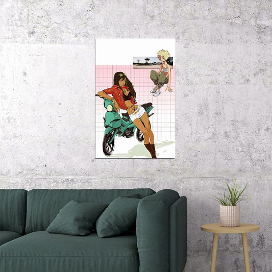 Michiko to Hatchin Anime Poster Road Trip Duo Print Japanese Manga Wall Art Sexy Girl Artwork