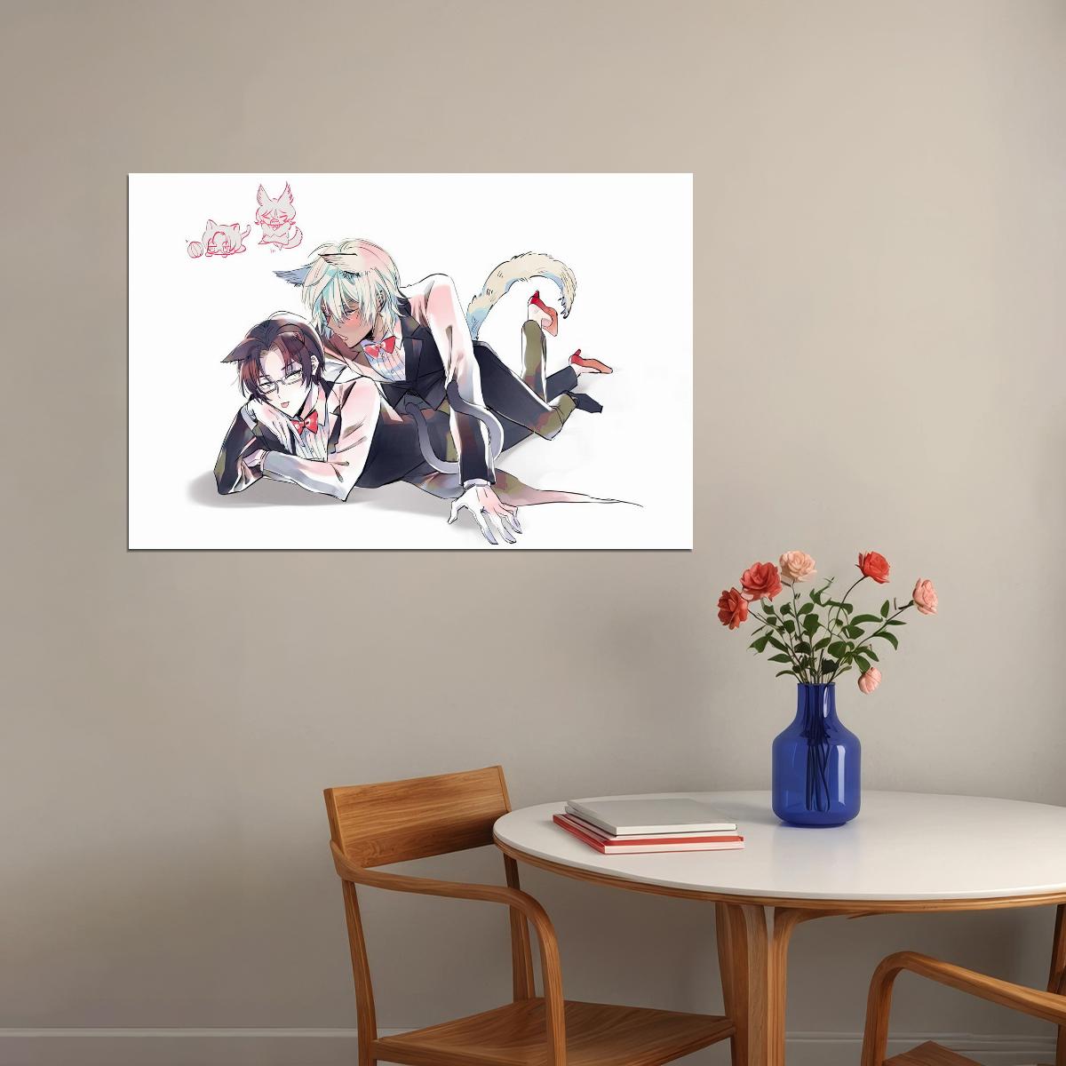 Sarazanmai Anime Poster Reo and Mabu Print Japanese Manga Wall Art BL Couple Poster Yaoi Artwork
