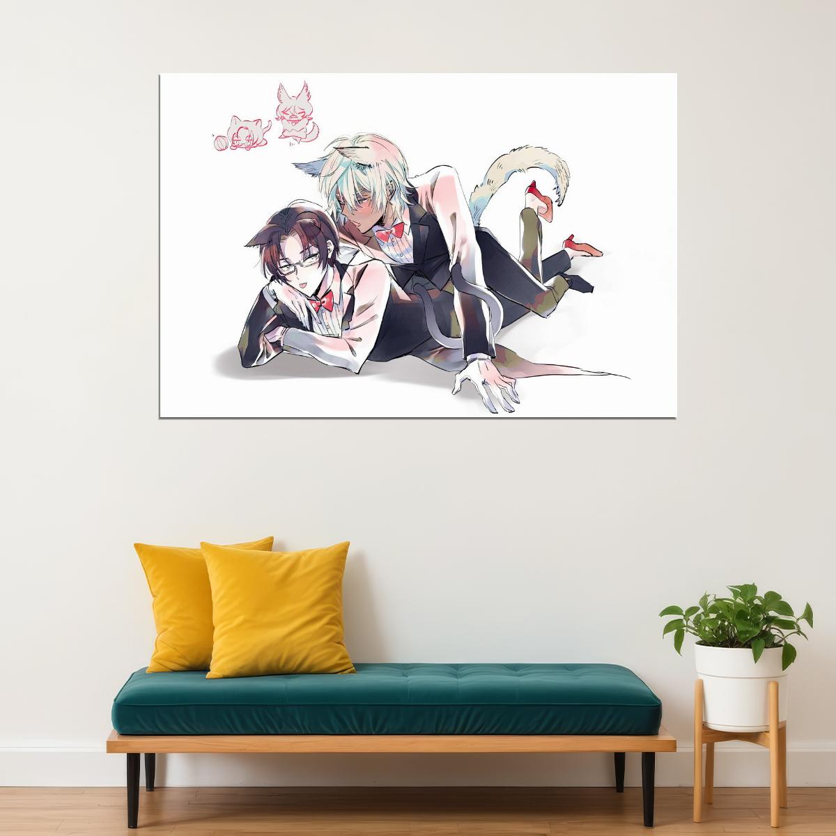 Sarazanmai Anime Poster Reo and Mabu Print Japanese Manga Wall Art BL Couple Poster Yaoi Artwork