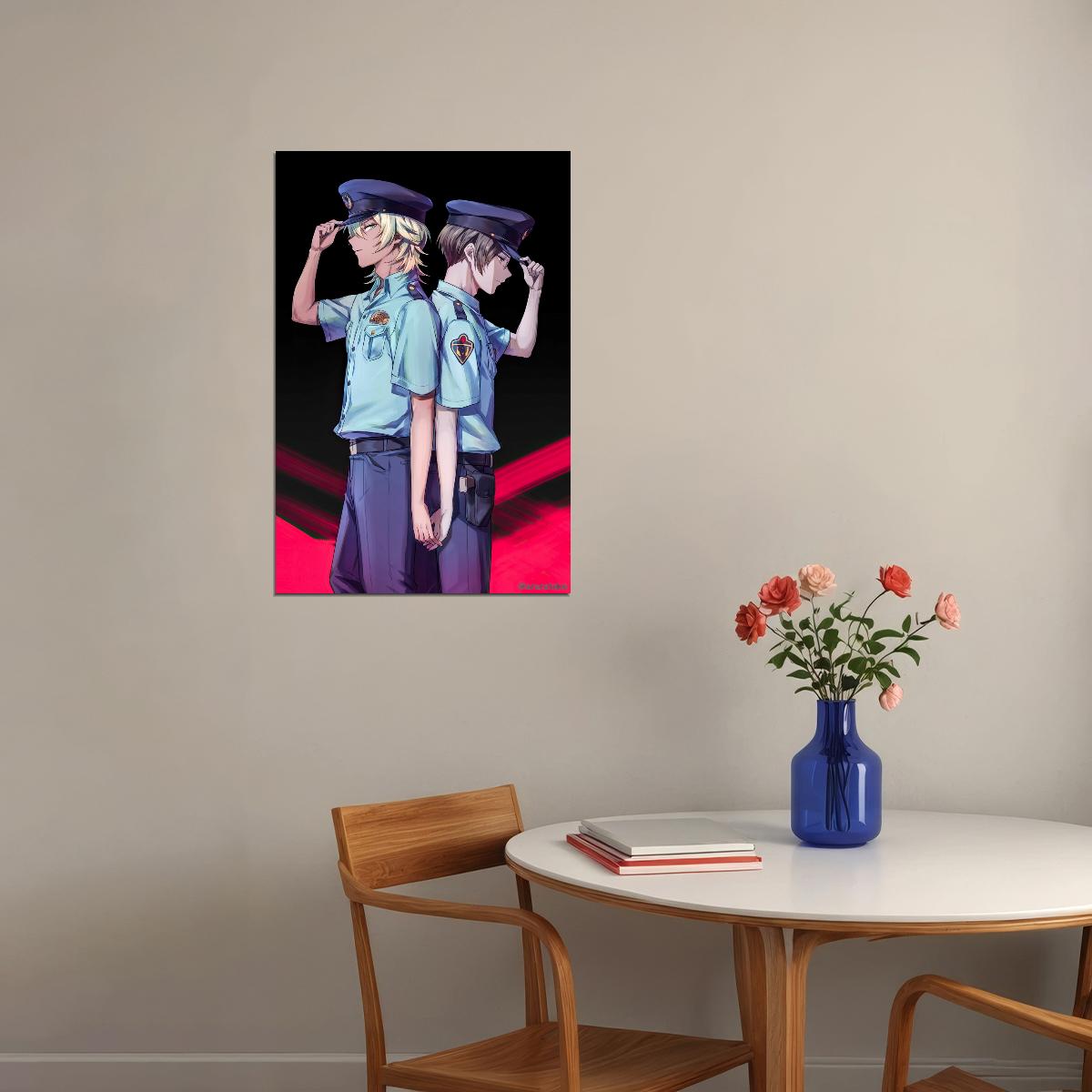 Sarazanmai Anime Poster Police Uniform Reo and Mabu Print Japanese Manga Wall Art Yaoi Couple Artwork