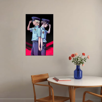 Sarazanmai Anime Poster Police Uniform Reo and Mabu Print Japanese Manga Wall Art Yaoi Couple Artwork