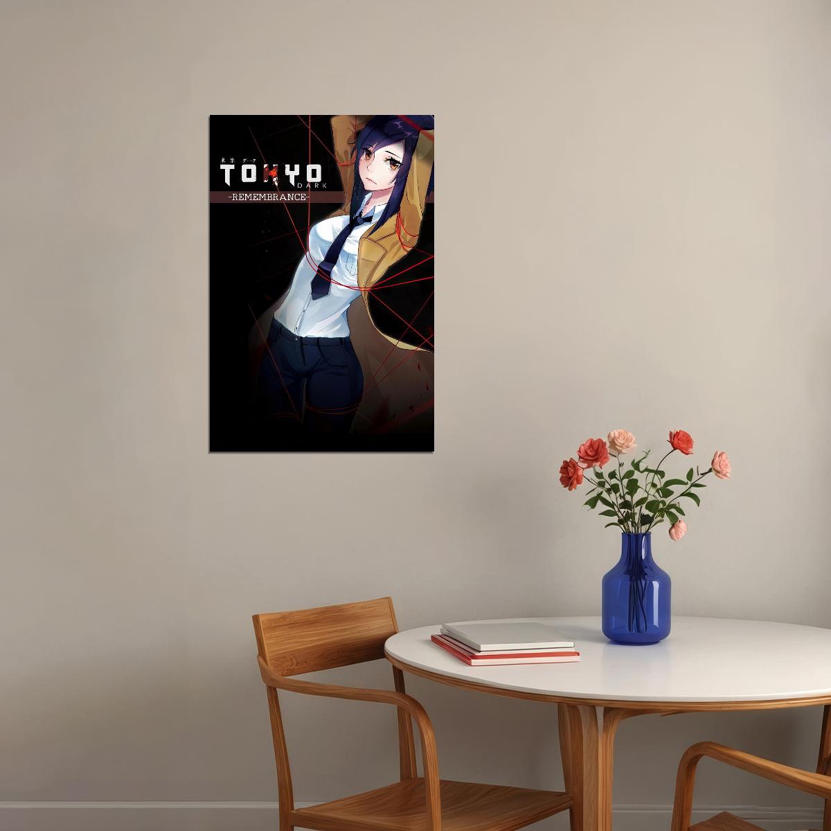 Tokyo Dark Game Poster Anime Style Visual Novel Print for Gaming Room Otaku Japanese Manga Wall Art - xonomax
