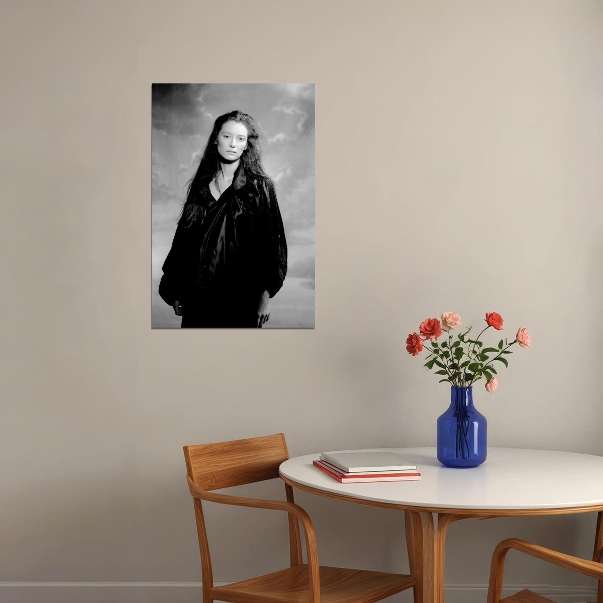 Tilda Swinton Young Celebrity Posters for Room Aesthetic Famous Actress Black and White Photo Print Wall Art - xonomax