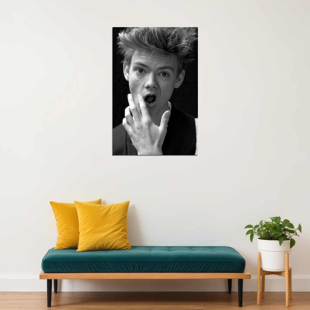 Thomas Brodie-Sangster Celebrity Posters for Room Aesthetic Famous Actor Black and White Photo Print Wall Art - xonomax