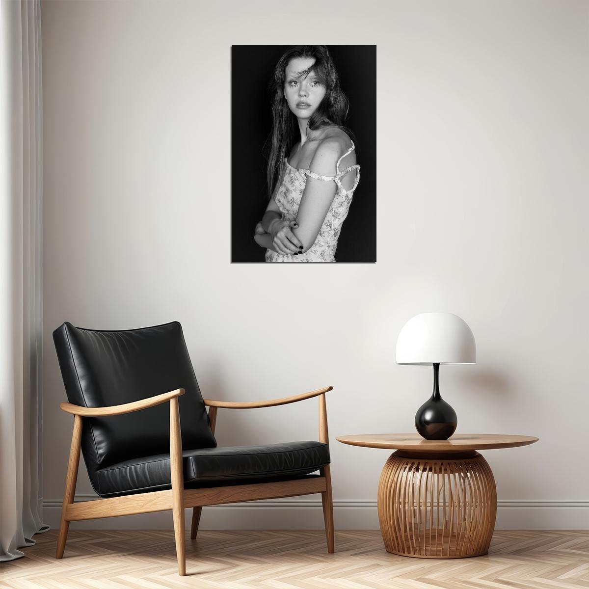 Mia Goth Celebrity Posters for Room Aesthetic Famous Actress Black and White Photo Print Wall Art - xonomax