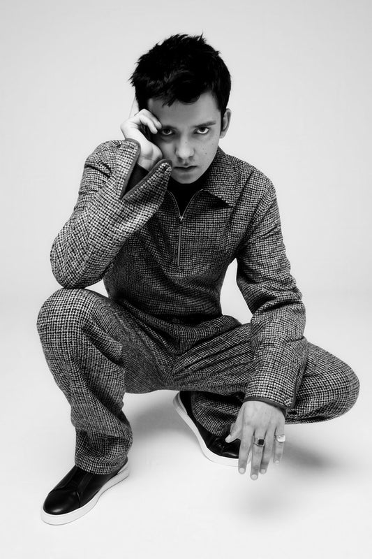 Asa Butterfield Celebrity Posters for Room Aesthetic Famous Actor Black and White Photo Print Wall Art - xonomax
