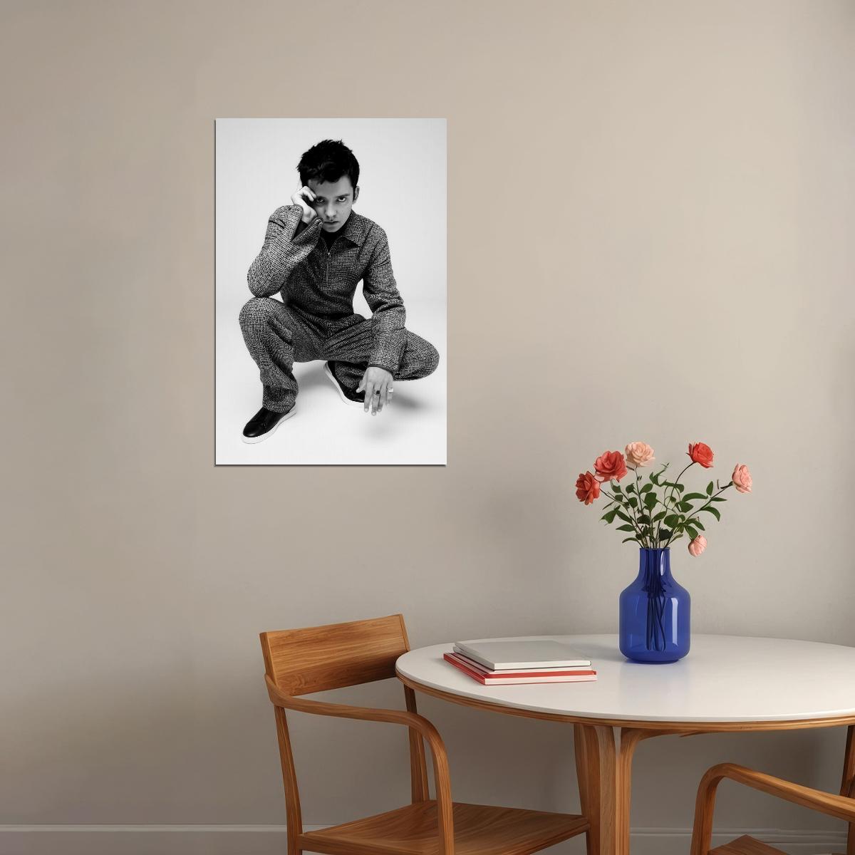 Asa Butterfield Celebrity Posters for Room Aesthetic Famous Actor Black and White Photo Print Wall Art - xonomax