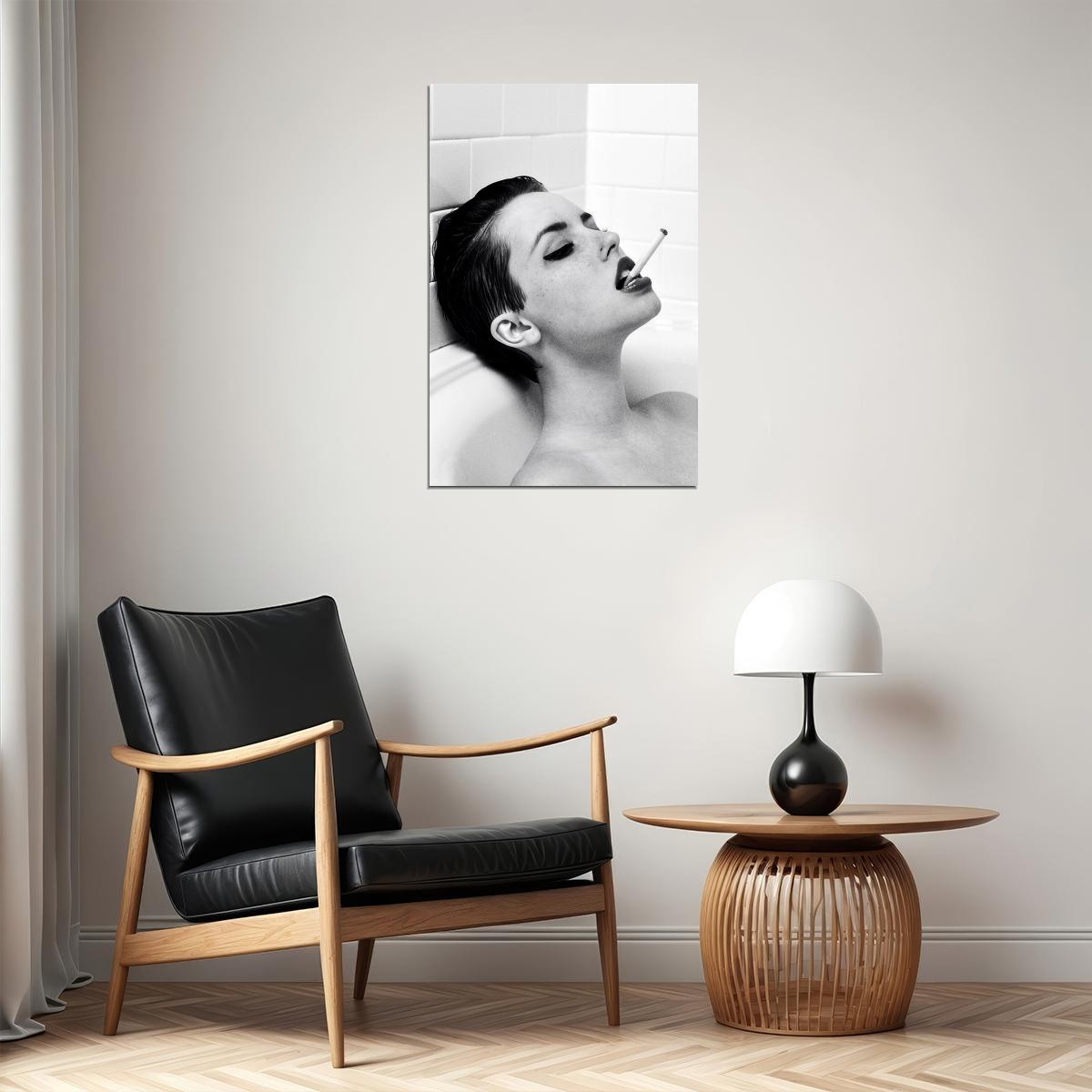 Fairuza Balk Smoking Poster for Room Aesthetic Black and White Celebrity Photo Print Grunge Room Decor - xonomax