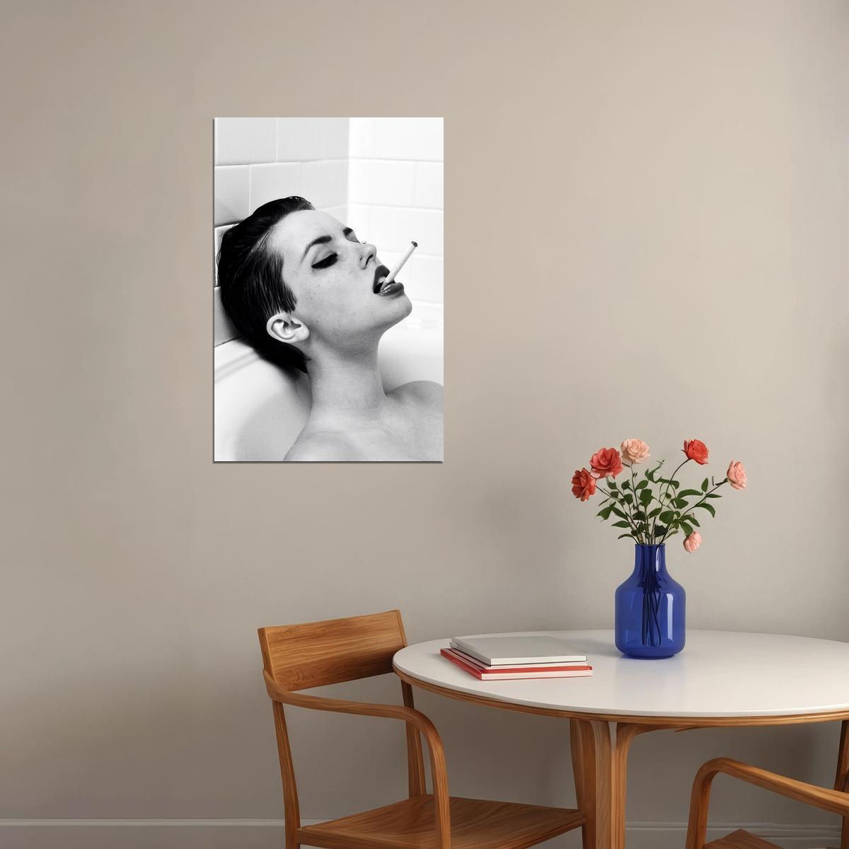 Fairuza Balk Smoking Poster for Room Aesthetic Black and White Celebrity Photo Print Grunge Room Decor - xonomax