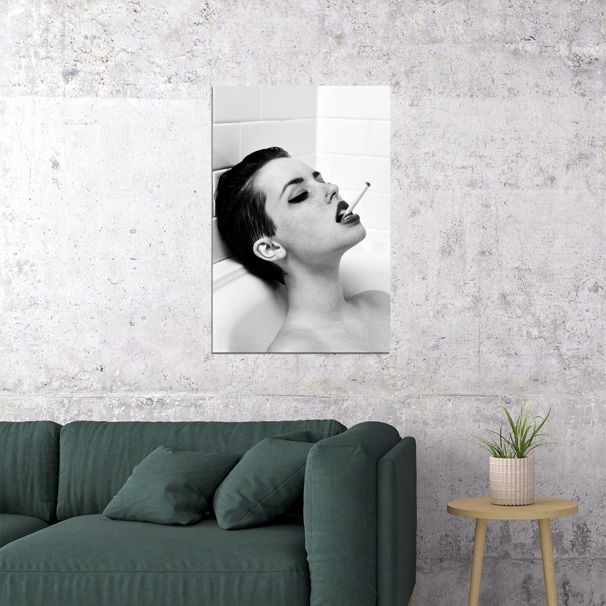 Fairuza Balk Smoking Poster for Room Aesthetic Black and White Celebrity Photo Print Grunge Room Decor - xonomax