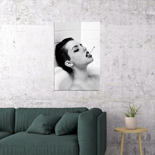 Fairuza Balk Smoking Poster for Room Aesthetic Black and White Celebrity Photo Print Grunge Room Decor - xonomax