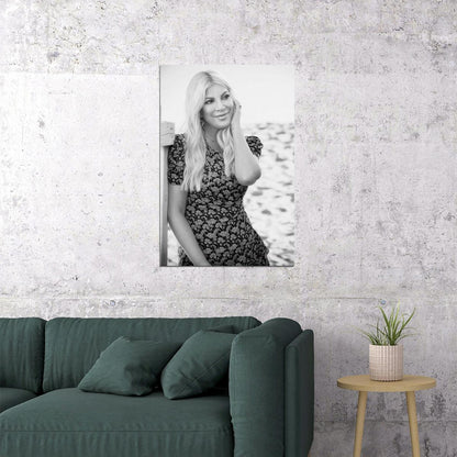 Tori Spelling Poster for Room Aesthetic Black and White Celebrity Photo Print - xonomax