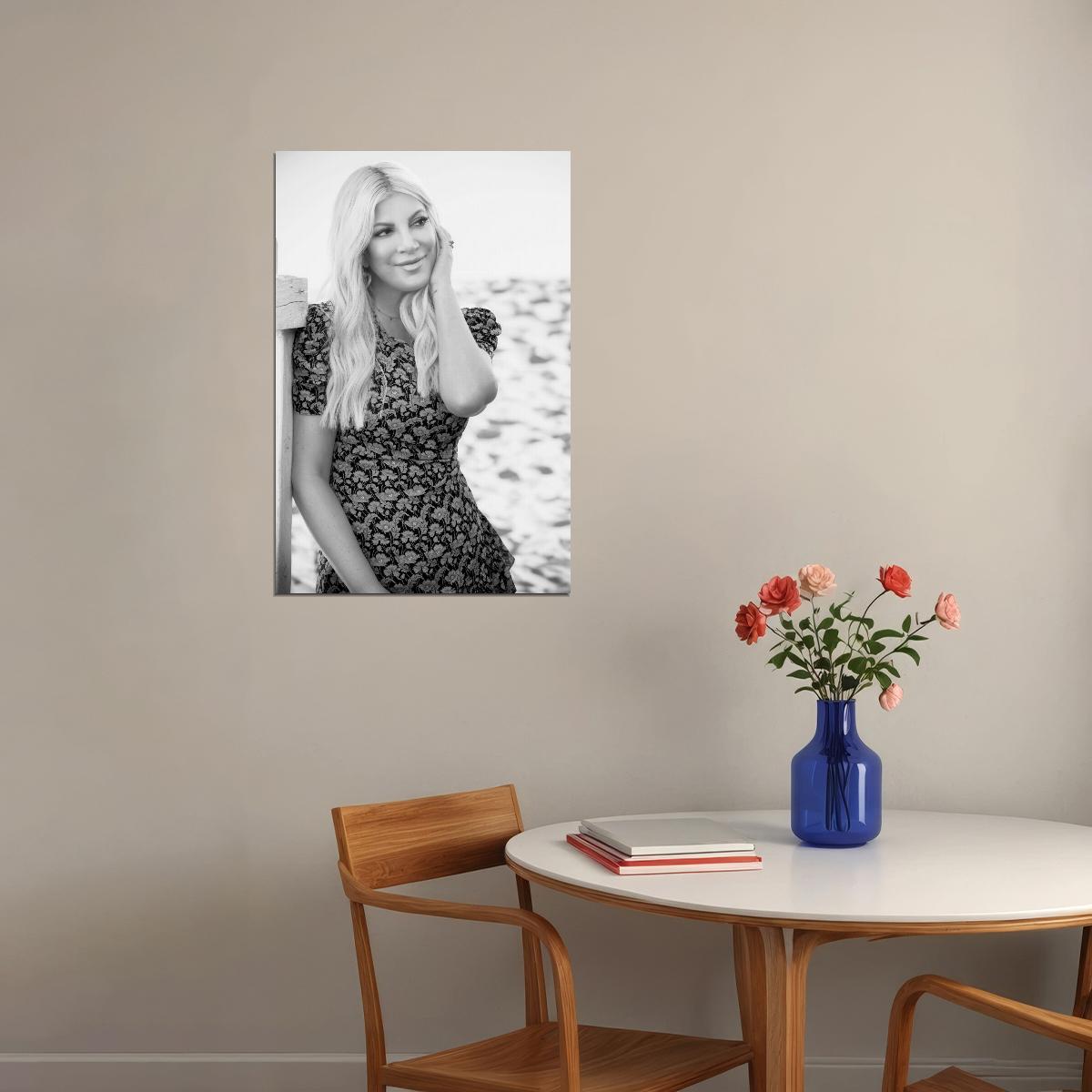 Tori Spelling Poster for Room Aesthetic Black and White Celebrity Photo Print - xonomax