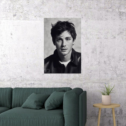 Logan Lerman Poster for Room Aesthetic Black and White Celebrity Photo Print - xonomax