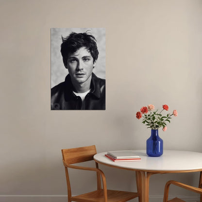 Logan Lerman Poster for Room Aesthetic Black and White Celebrity Photo Print - xonomax